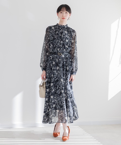 Paradise Picnic（パラダイスピクニック）の「TRANOI. スタンドカラーレトロフラワーワンピース（ワンピース・レディース・アイボリー/ブラック・FREE）」の19枚目の写真