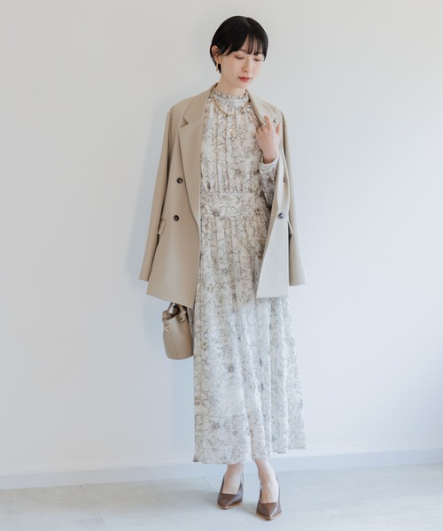 Paradise Picnic（パラダイスピクニック）の「TRANOI. スタンドカラーレトロフラワーワンピース（ワンピース・レディース・アイボリー/ブラック・FREE）」の9枚目の写真