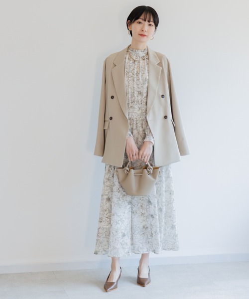 Paradise Picnic（パラダイスピクニック）の「TRANOI. スタンドカラーレトロフラワーワンピース（ワンピース・レディース・アイボリー/ブラック・FREE）」の10枚目の写真