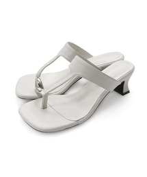 Re:EDIT | スクエアトゥメタルモチーフヒールトングサンダル(サンダル)