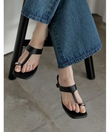 Re:EDIT | スクエアトゥメタルモチーフヒールトングサンダル(サンダル)