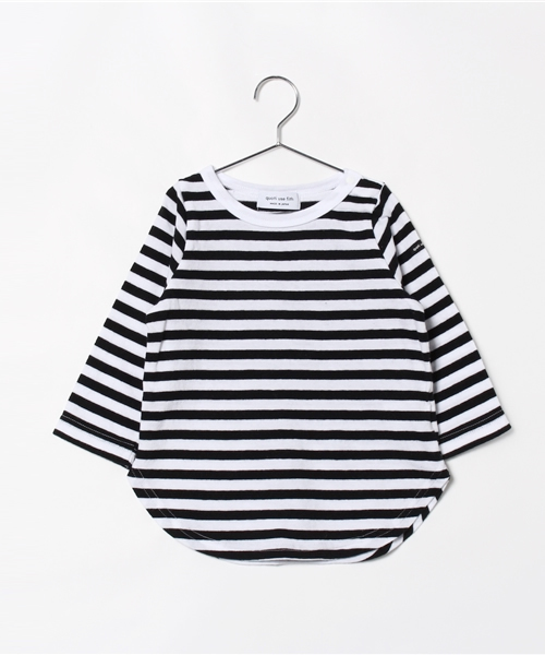 quoti use fith（クゥオティ　ユース　フィス）の「ボーダー長袖Tシャツ（Tシャツ/カットソー・キッズ・ブラック/ネイビー/レッド/ピンク/グリーン・80/90/100/120/110/130）」の2枚目の写真