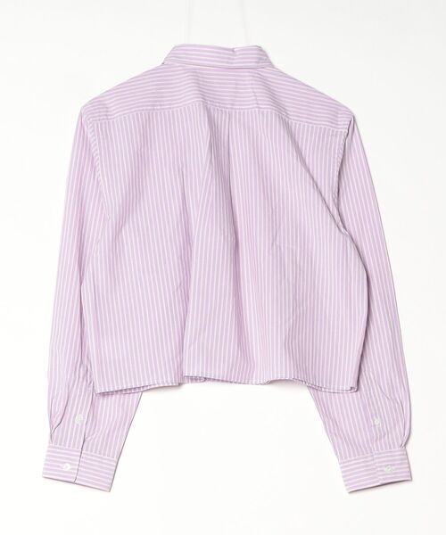 GYMPHLEX（ジムフレックス）の「[GYMPHLEX/ジムフレックス] ショート丈 ボタンダウン タイプライターストライプシャツ（シャツ/ブラウス・レディース・パープル・12）」の7枚目の写真