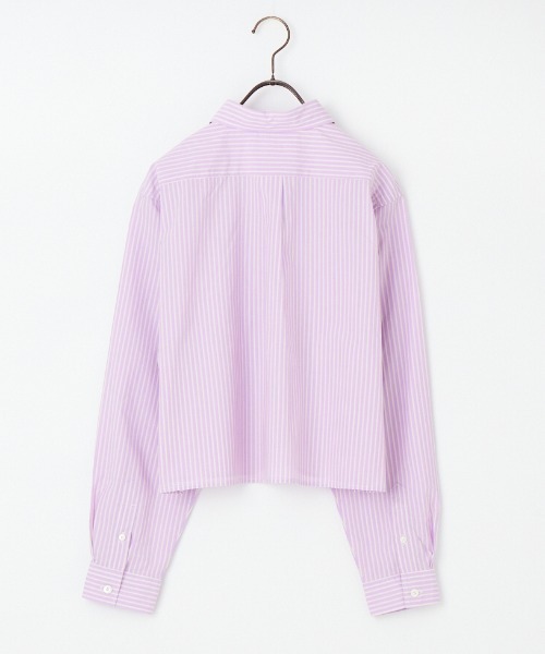 GYMPHLEX（ジムフレックス）の「[GYMPHLEX/ジムフレックス] ショート丈 ボタンダウン タイプライターストライプシャツ（シャツ/ブラウス・レディース・パープル・12）」の2枚目の写真