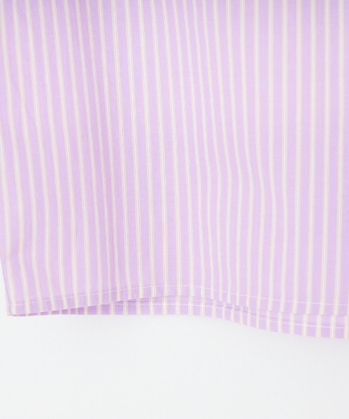 GYMPHLEX（ジムフレックス）の「[GYMPHLEX/ジムフレックス] ショート丈 ボタンダウン タイプライターストライプシャツ（シャツ/ブラウス・レディース・パープル・12）」の5枚目の写真