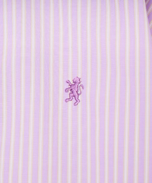 GYMPHLEX（ジムフレックス）の「[GYMPHLEX/ジムフレックス] ショート丈 ボタンダウン タイプライターストライプシャツ（シャツ/ブラウス・レディース・パープル・12）」の6枚目の写真