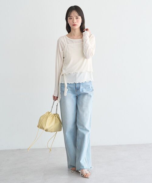 earth music&ecology(アースミュージックアンドエコロジー)の「【SET】ツイストキャミレイヤードカットソー(Tシャツ/カットソー・レディース・グレー/アイボリー/ミント・FREE)」の6枚目の写真