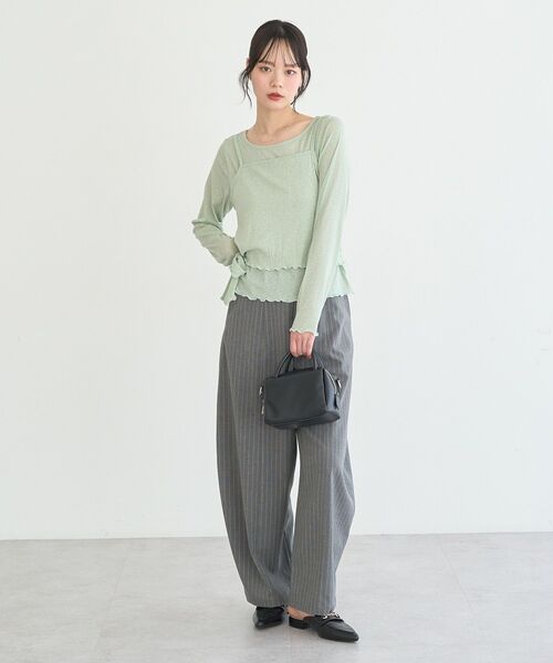 earth music&ecology(アースミュージックアンドエコロジー)の「【SET】ツイストキャミレイヤードカットソー(Tシャツ/カットソー・レディース・グレー/アイボリー/ミント・FREE)」の9枚目の写真