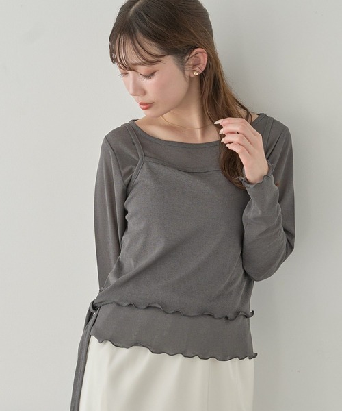 earth music&ecology(アースミュージックアンドエコロジー)の「【SET】ツイストキャミレイヤードカットソー(Tシャツ/カットソー・レディース・グレー/アイボリー/ミント・FREE)」の3枚目の写真