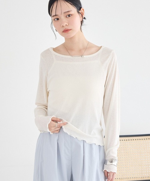 earth music&ecology(アースミュージックアンドエコロジー)の「【SET】ツイストキャミレイヤードカットソー(Tシャツ/カットソー・レディース・グレー/アイボリー/ミント・FREE)」の2枚目の写真