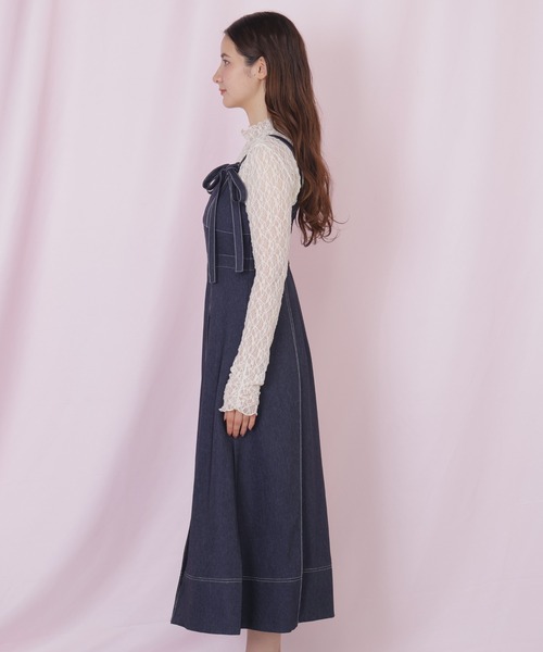 JILL by JILL STUART(ジルバイジルスチュアート)の「デニムライク配色ステッチビスチェジャンスカ(ワンピース・レディース・ピンク/ネイビー・MEDIUM/SMALL)」の10枚目の写真