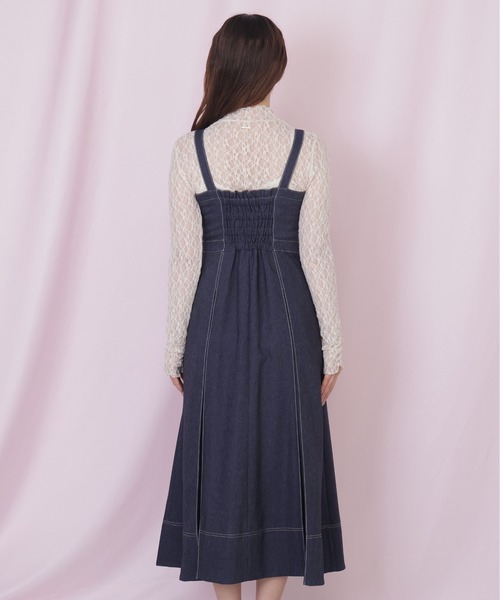 JILL by JILL STUART(ジルバイジルスチュアート)の「デニムライク配色ステッチビスチェジャンスカ(ワンピース・レディース・ピンク/ネイビー・MEDIUM/SMALL)」の11枚目の写真