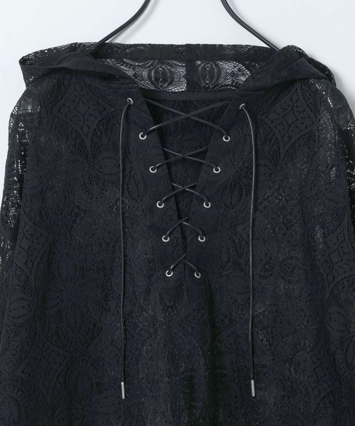 JEANASIS（ジーナシス）の「レースアノラックフーディ/656734（パーカー・レディース・ブラック/ホワイト・FREE）」の4枚目の写真
