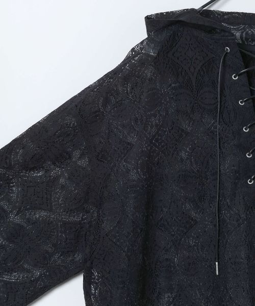 JEANASIS（ジーナシス）の「レースアノラックフーディ/656734（パーカー・レディース・ブラック/ホワイト・FREE）」の6枚目の写真