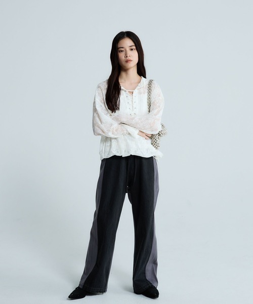 JEANASIS（ジーナシス）の「レースアノラックフーディ/656734（パーカー・レディース・ブラック/ホワイト・FREE）」の11枚目の写真