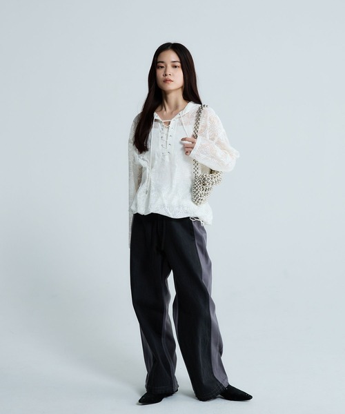 JEANASIS（ジーナシス）の「レースアノラックフーディ/656734（パーカー・レディース・ブラック/ホワイト・FREE）」の12枚目の写真