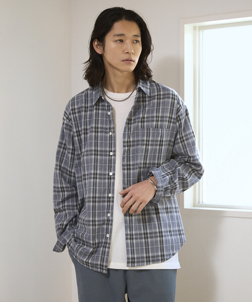 Firsthand(ファーストハンド)の「Firsthand/ファーストハンド ビッグシルエット オンブレ チェックシャツ / 長袖 / レギュラーカラー(シャツ/ブラウス・メンズ・ブラック/グレー/ホワイト・LARGE/MEDIUM)」の8枚目の写真