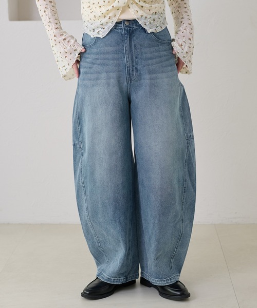 apres jour clair(アプレジュールクレア)の「【apres jour clair】カーブデザインデニムパンツ(デニムパンツ・レディース・インディゴブルー/アイボリー/ライトブルー/ブラウン系その他・LARGE/SMALL/MEDIUM)」の3枚目の写真