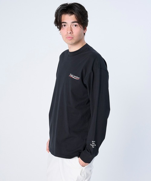 FLASH PACKER(フラッシュパッカー)の「FLASH PACKER フラッシュパッカー / リラックスシルエット Dry Silky Cotton セミモックネック ロングスリーブTシャツ // XSMLT-WV(Tシャツ/カットソー・メンズ・ホワイト/ブラック/ネイビー・SMALL/MEDIUM/LARGE/X-LARGE)」の3枚目の写真