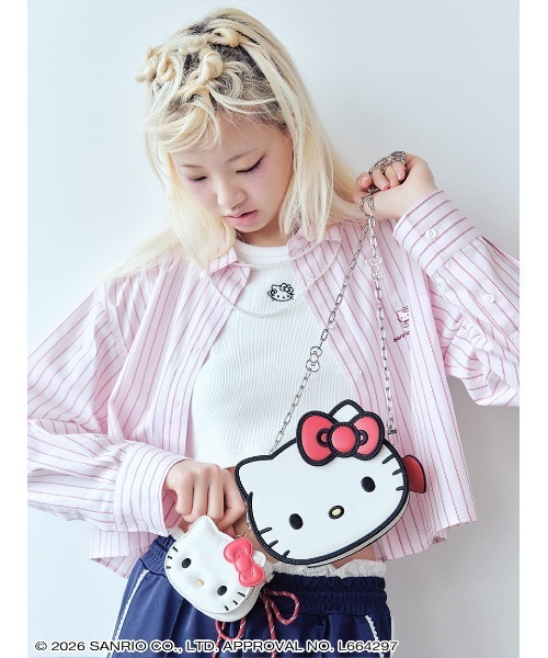 sanrio house(サンリオハウス)の「ハローキティ フェイスショルダーバッグ(ショルダーバッグ・レディース・ブラック/ライトピンク/インディゴブルー/ホワイト/ブラウン・F)」の19枚目の写真