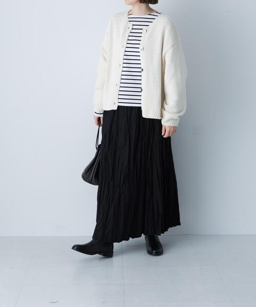 かぐれ（カグレ）の「コットンローゲージショートカーディガン（カーディガン/ボレロ・レディース・ブラック/アイボリー・FREE）」の9枚目の写真