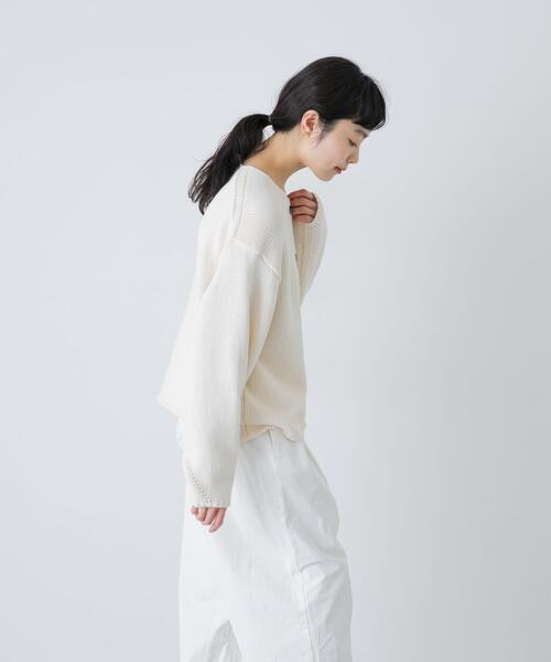 かぐれ（カグレ）の「コットンローゲージショートカーディガン（カーディガン/ボレロ・レディース・ブラック/アイボリー・FREE）」の11枚目の写真