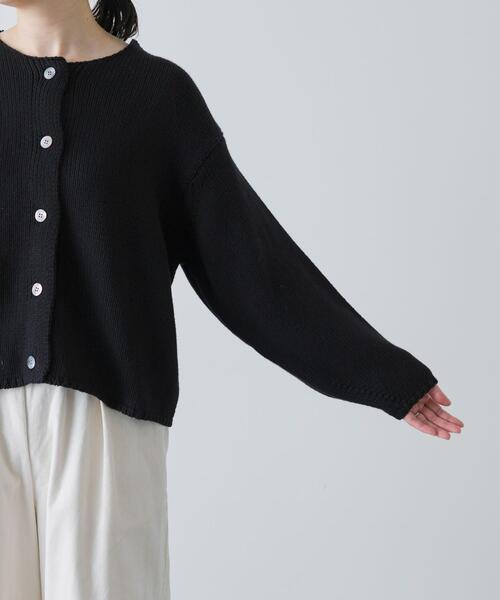 かぐれ（カグレ）の「コットンローゲージショートカーディガン（カーディガン/ボレロ・レディース・ブラック/アイボリー・FREE）」の3枚目の写真