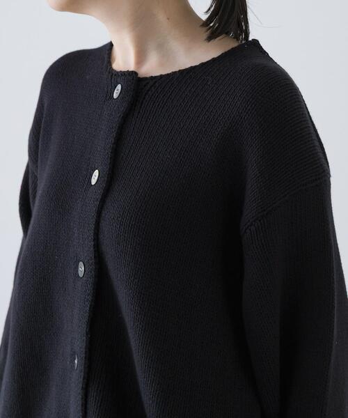 かぐれ（カグレ）の「コットンローゲージショートカーディガン（カーディガン/ボレロ・レディース・ブラック/アイボリー・FREE）」の4枚目の写真