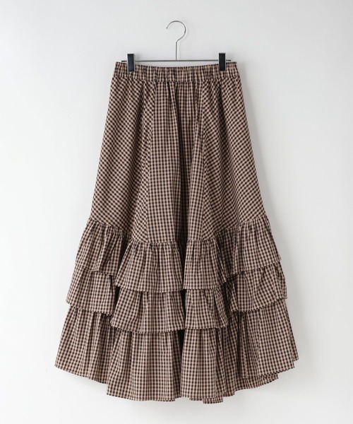 LOWRYS FARM（ローリーズファーム）の「チェックフリルボリュームスカート 639580（スカート・レディース・ライトブルー/ブラウン・FREE）」の19枚目の写真