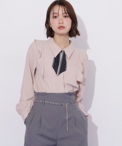 JILL by JILL STUART（ジルバイジルスチュアート）の「スカーフ付きブラウス（シャツ/ブラウス・レディース・ピンク/ホワイト/グレー・FREE）」の4枚目の写真