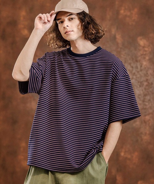 CAMBIO(カンビオ)の「mt10320- ペンシルボーダースピンドルカットソー(Tシャツ/カットソー・メンズ・ホワイト/ブラック/ネイビー・L/XL/M)」の3枚目の写真