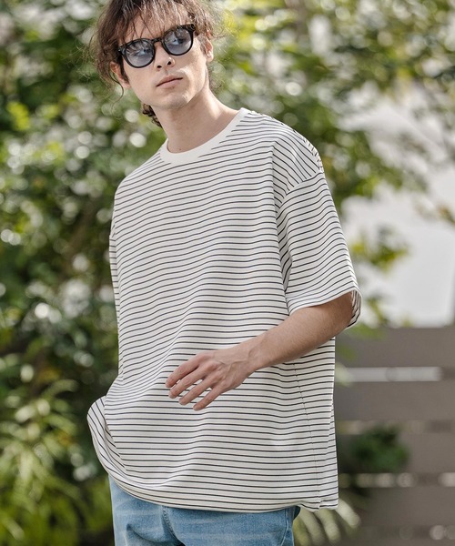 CAMBIO(カンビオ)の「mt10320- ペンシルボーダースピンドルカットソー(Tシャツ/カットソー・メンズ・ホワイト/ブラック/ネイビー・L/XL/M)」の2枚目の写真