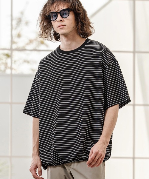 CAMBIO(カンビオ)の「mt10320- ペンシルボーダースピンドルカットソー(Tシャツ/カットソー・メンズ・ホワイト/ブラック/ネイビー・L/XL/M)」の4枚目の写真