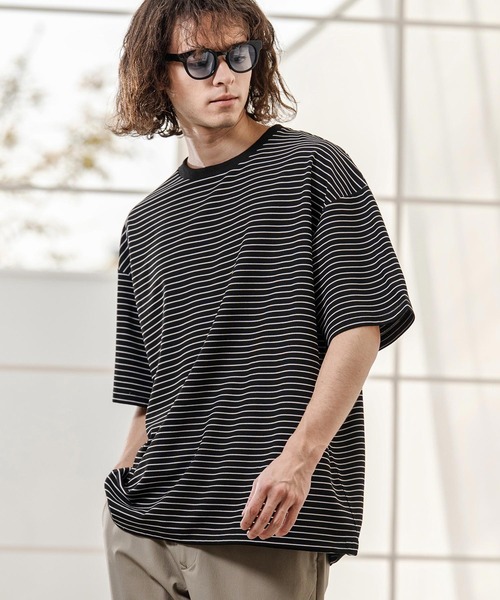 CAMBIO(カンビオ)の「mt10320- ペンシルボーダースピンドルカットソー(Tシャツ/カットソー・メンズ・ホワイト/ブラック/ネイビー・L/XL/M)」の5枚目の写真