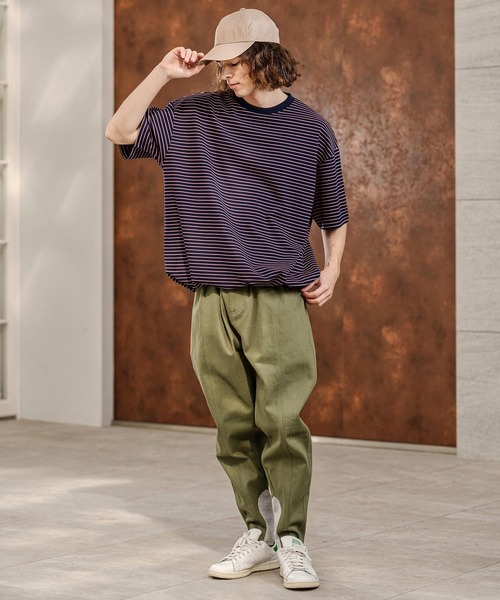 CAMBIO(カンビオ)の「mt10320- ペンシルボーダースピンドルカットソー(Tシャツ/カットソー・メンズ・ホワイト/ブラック/ネイビー・L/XL/M)」の11枚目の写真