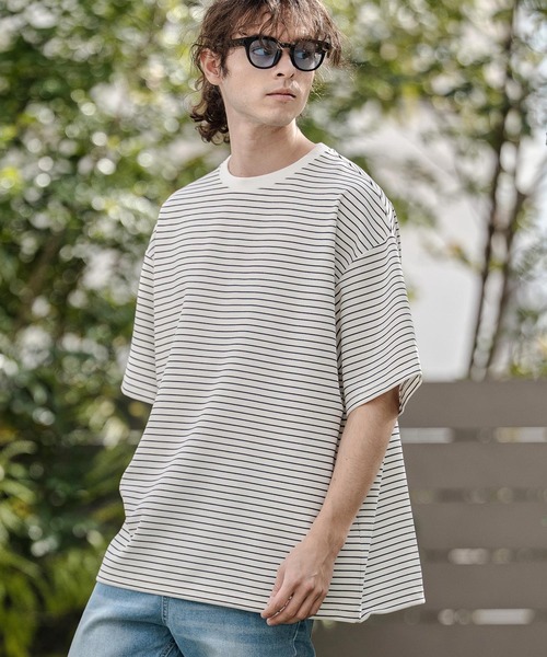 CAMBIO(カンビオ)の「mt10320- ペンシルボーダースピンドルカットソー(Tシャツ/カットソー・メンズ・ホワイト/ブラック/ネイビー・L/XL/M)」の14枚目の写真