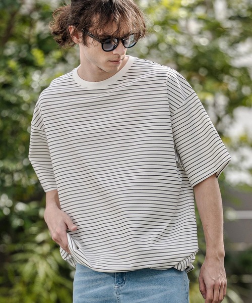 CAMBIO(カンビオ)の「mt10320- ペンシルボーダースピンドルカットソー(Tシャツ/カットソー・メンズ・ホワイト/ブラック/ネイビー・L/XL/M)」の15枚目の写真