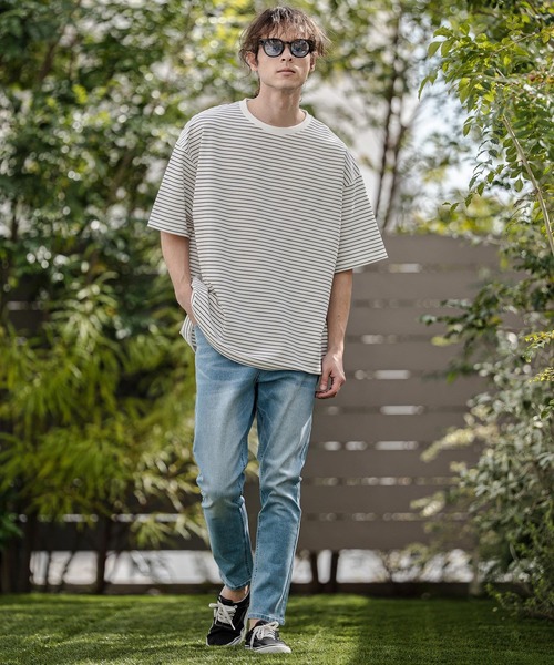 CAMBIO(カンビオ)の「mt10320- ペンシルボーダースピンドルカットソー(Tシャツ/カットソー・メンズ・ホワイト/ブラック/ネイビー・L/XL/M)」の16枚目の写真