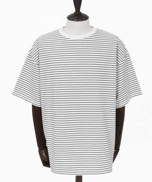 CAMBIO(カンビオ)の「mt10320- ペンシルボーダースピンドルカットソー(Tシャツ/カットソー・メンズ・ホワイト/ブラック/ネイビー・L/XL/M)」の21枚目の写真