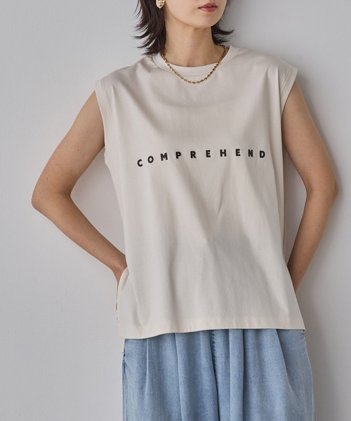 hunch(ハンチ)の「ミニロゴ フレンチスリーブ Tシャツ(Tシャツ/カットソー・レディース・チャコール/ライム/オフホワイト/ライトベージュ・FREE)」の14枚目の写真