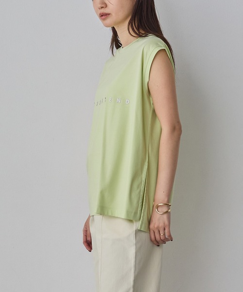 hunch(ハンチ)の「ミニロゴ フレンチスリーブ Tシャツ(Tシャツ/カットソー・レディース・チャコール/ライム/オフホワイト/ライトベージュ・FREE)」の20枚目の写真