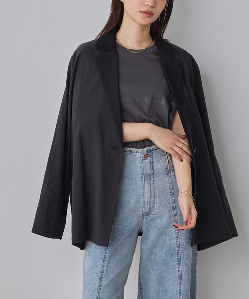 hunch(ハンチ)の「ミニロゴ フレンチスリーブ Tシャツ(Tシャツ/カットソー・レディース・チャコール/ライム/オフホワイト/ライトベージュ・FREE)」の12枚目の写真