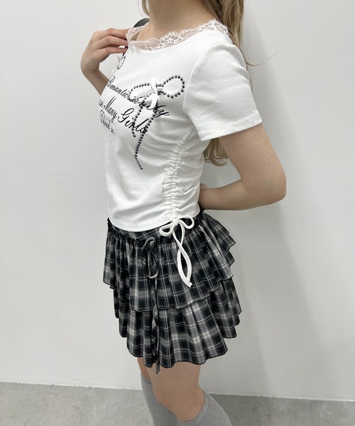 PHILLY(フィリー)の「リボングラフィックサイドドロストT(Tシャツ/カットソー・レディース・杢グレー/ホワイト・FREE)」の6枚目の写真