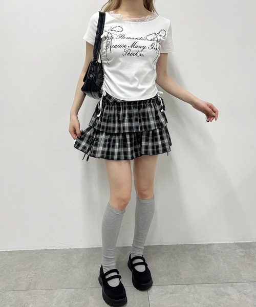 PHILLY(フィリー)の「リボングラフィックサイドドロストT(Tシャツ/カットソー・レディース・杢グレー/ホワイト・FREE)」の7枚目の写真