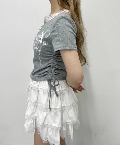 PHILLY(フィリー)の「リボングラフィックサイドドロストT(Tシャツ/カットソー・レディース・杢グレー/ホワイト・FREE)」の11枚目の写真