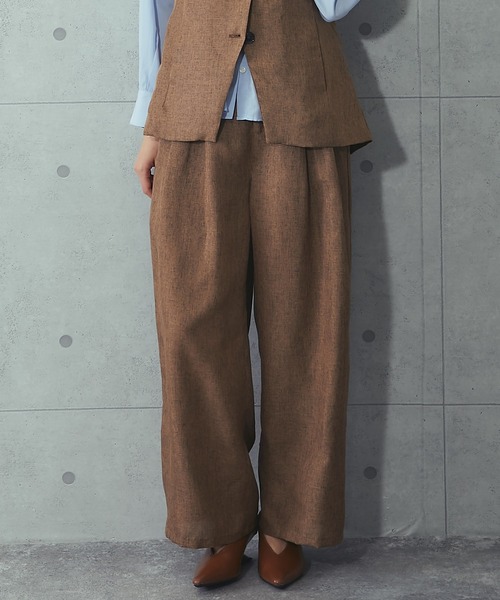 SMILE ORCHID（スマイルオーキッド）の「[セットアップ対応]リネンライク2タックパンツ（その他パンツ・レディース・ブラウン/チャコールグレー/ナチュラル・FREE）」の6枚目の写真