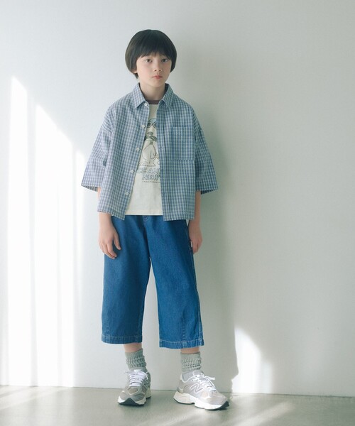 green label relaxing(グリーンレーベルリラクシング)の「チェック シャツ / キッズ 140cm-160cm(シャツ/ブラウス・キッズ・オフホワイト/ライトブルー・140cm/150cm/160cm)」の3枚目の写真