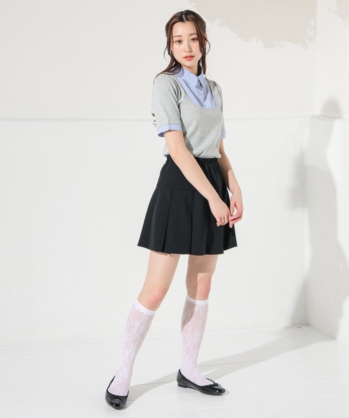Honeys(ハニーズ)の「裏地パンツ付ミニスカート(スカート・キッズ・杢グレー/ブラック/ピンク・150cm/L/M/S)」の5枚目の写真