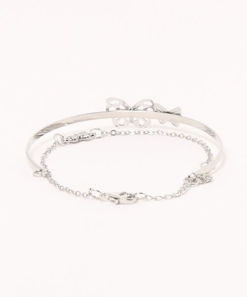 VIBGYOR Women（ヴィブジョー　ウィメン）の「【float】バタフライ 2連 ハーフチェーン ブレスレット（バングル/リストバンド・レディース・シルバー・FREE）」の5枚目の写真