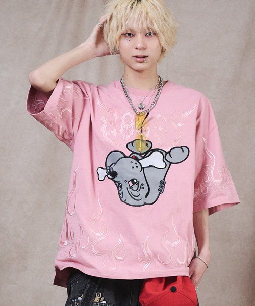 GALFY(ガルフィー)の「【GALFY/ガルフィー】ファイヤーピカピカTee(Tシャツ/カットソー・メンズ・ブルー/ブラック/ピンク・L/M/XL)」の8枚目の写真